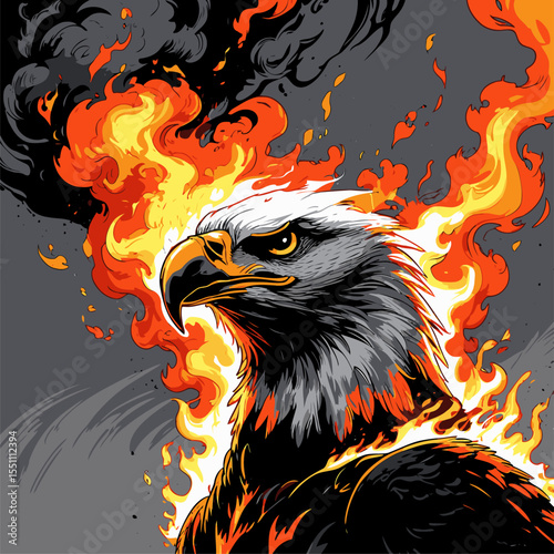 image of eagle head on fire