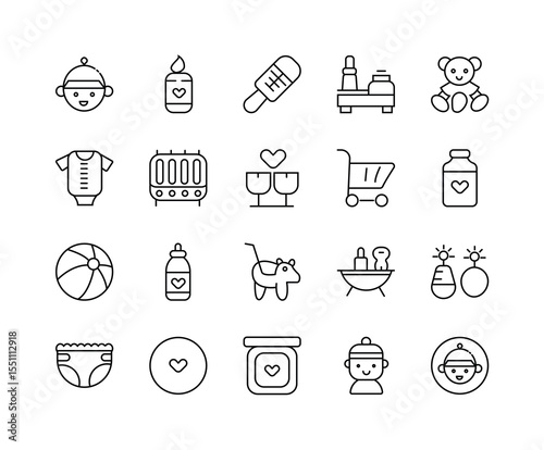 Babies care set icon designs