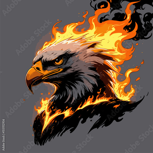 image of eagle head on fire