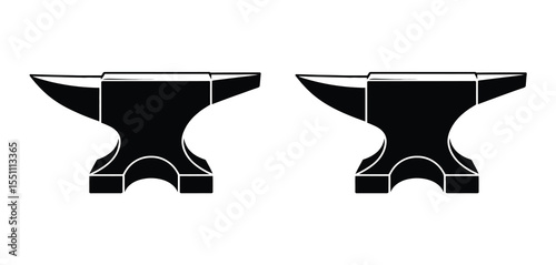 Two Black and White Anvils Illustration