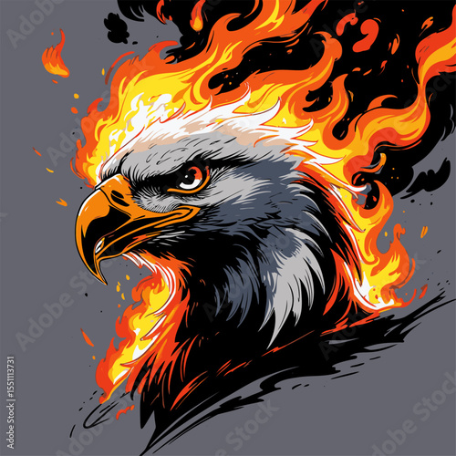 image of eagle head on fire