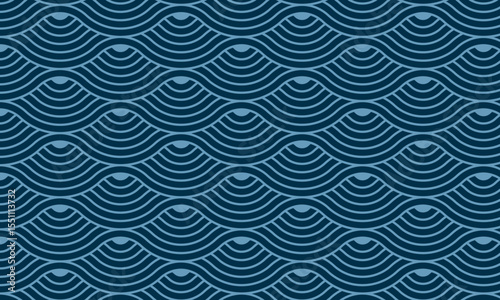 Seamless geometric pattern with wave line. Endless background with intertwined curves. Waves, twirl vector illustration.