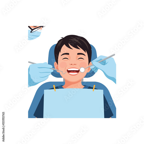 Happy Child at the Dentist Pediatric Dental Care Illustration