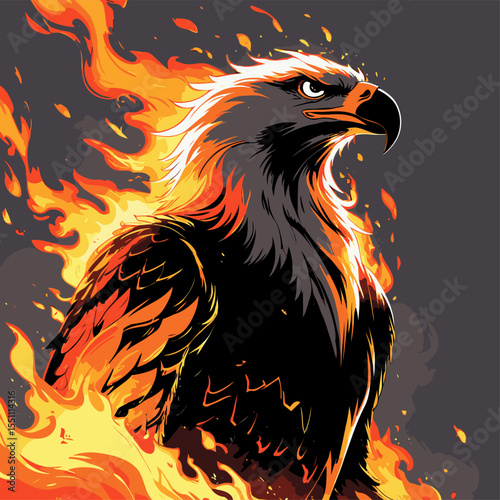 image of eagle head on fire