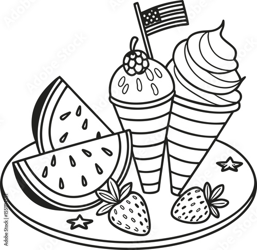 A delightful collection of vector ice cream icons illustrating various dessert and fruit flavors