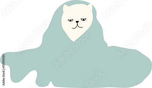 calm white cat in the blanket meme