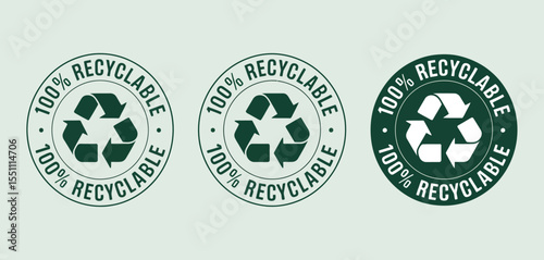 Three Variations of 100 Percent Recyclable Logos