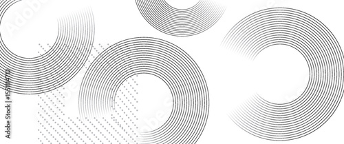 White abstract minimalist background with circle lines and dot pattern. eps10