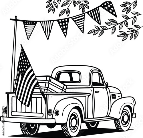 Vintage retro old truck vector illustration of a classic antique vehicle