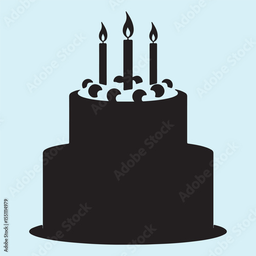Party Cake Silhouette with Candles