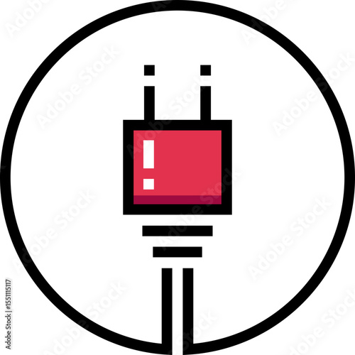 Electric Plug Power Cable Charger Connection Icon Vector