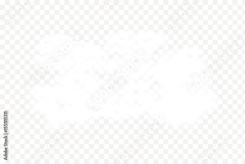 Bright White Smoke Cloud Effect on Transparent Backdrop for Design Element Use, PNG