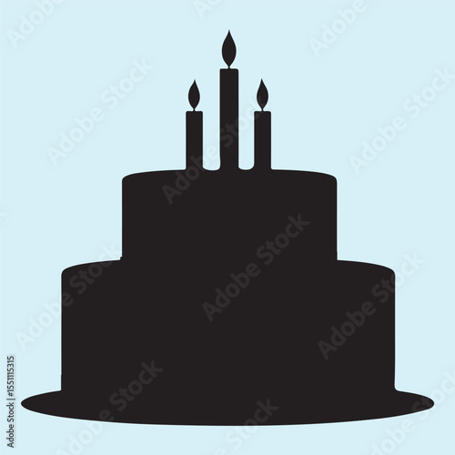 Layered Birthday Cake Silhouette Clipart

