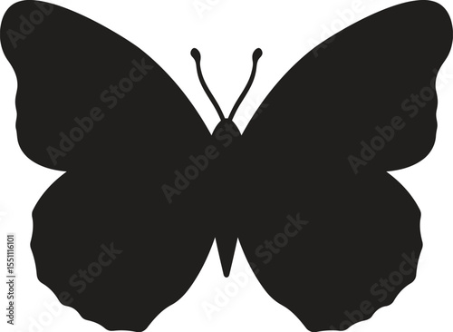 This minimalist design captures the graceful shape and delicate features of the butterfly, making it an ideal choice for a variety of applications, including fashion, home decor, and graphic design. 