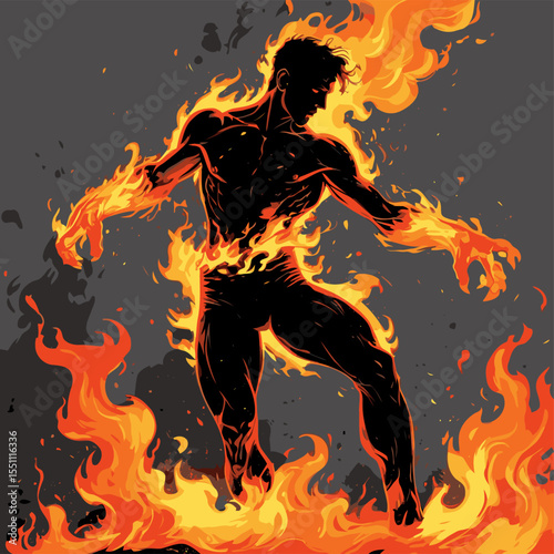 silhouette image of a man on fire