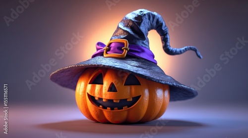 Glowing Pumpkin and Witch Hat — A Simple Image of Celebration, Magic, and Autumn Playfulness