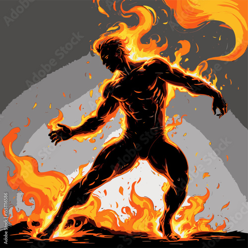silhouette image of a man on fire