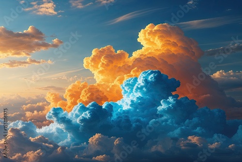 Stunning Amber and Cerulean Cloud Displays with Captivating Brightness