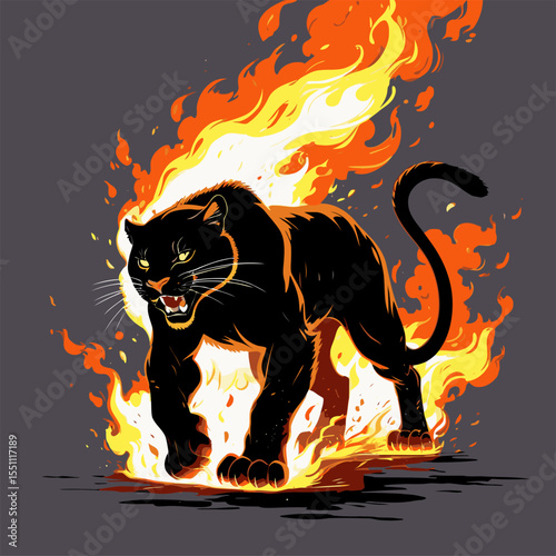 black panther picture on fire