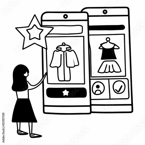 AI-Powered Online Store Illustration with Personalized Recommendations and Chatbot Support