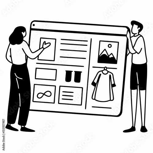 Small Business E-Commerce Illustration with Product Upload, Inventory Management, and Analytics