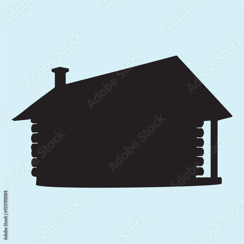 Black Cabin Silhouette Vector