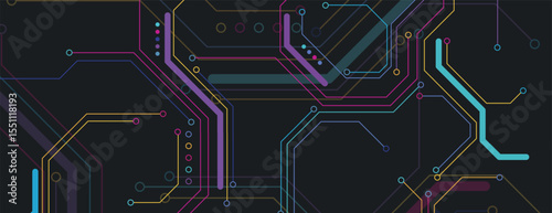 Abstract circuit technology concept connected lines and dots background