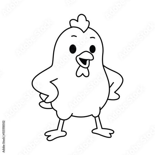 Confident Chicken Outline for Coloring Page