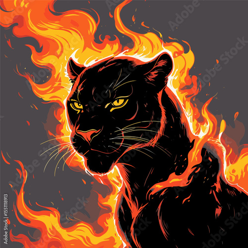 black panther picture on fire