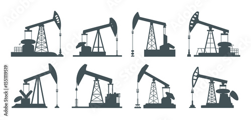 Collection of Oil Pump Jack Silhouettes for Industry