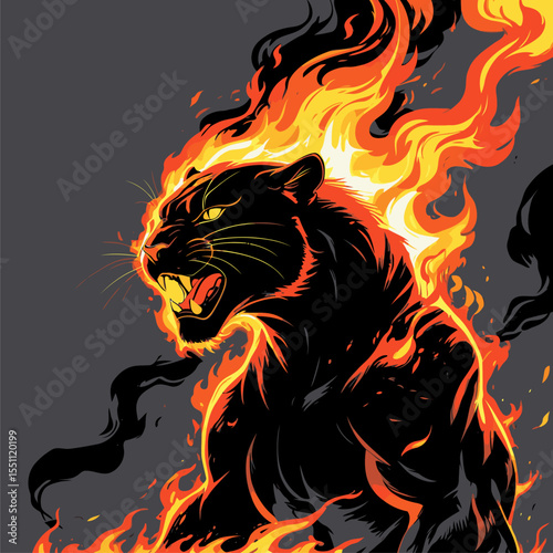 black panther picture on fire