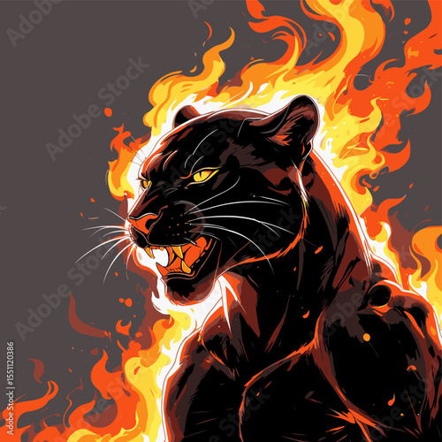 black panther picture on fire