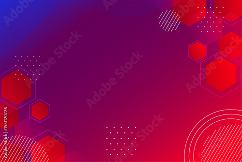 Abstract Geometric Background Red and Purple Hexagon Design