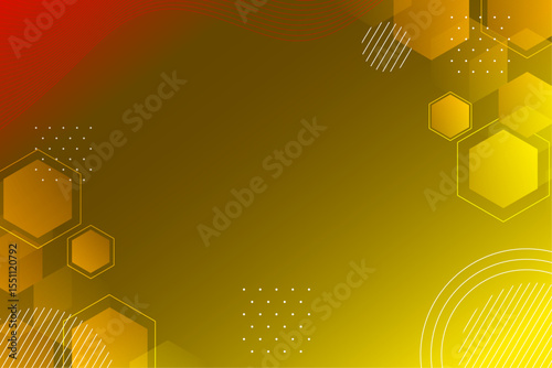Abstract Geometric Background Golden Hexagon Pattern Design, Gradient Yellow and Orange Hues