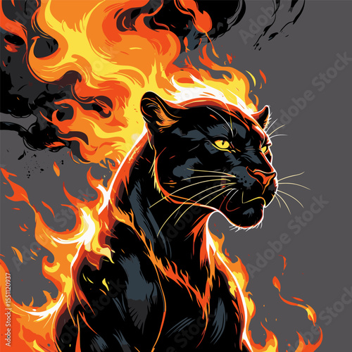 black panther picture on fire