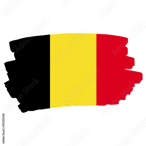 A brush stroke style depiction of the Belgian flag with black, yellow, and red vertical stripes.