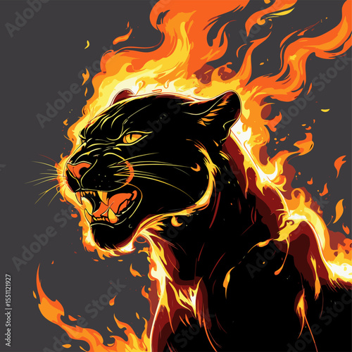 black panther picture on fire