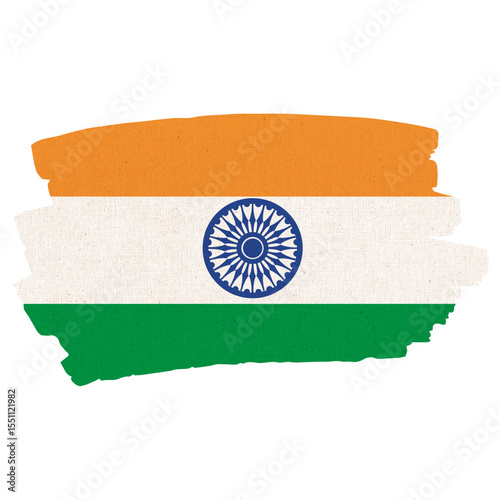 A stylized, painted representation of the Indian flag.