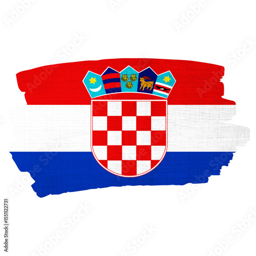 A stylized, painted representation of the Croatian flag.