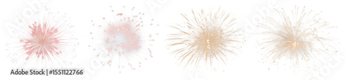 PNG Vibrant fireworks burst celebration, element set on transparent background