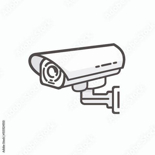 Modern Security Camera Icon: Sleek Design, Wall Mounted Surveillance Device