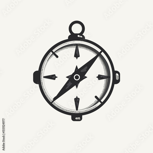 Stylized Compass Illustration with Needle and Directional Markers