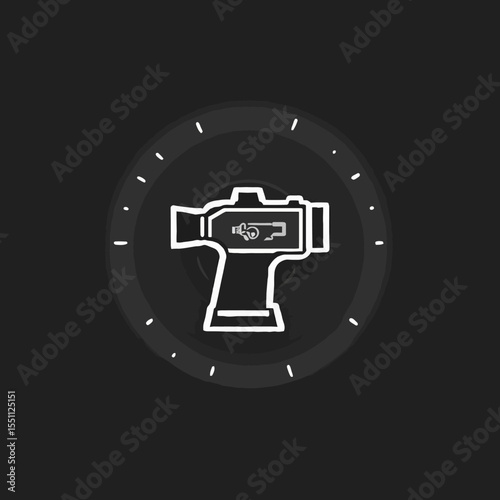 Stylized white outline of an anvil with a decorative design inside