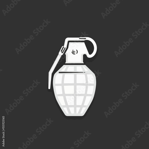 Stylized White Hand Grenade with Grid Pattern and Cartoonish Design
