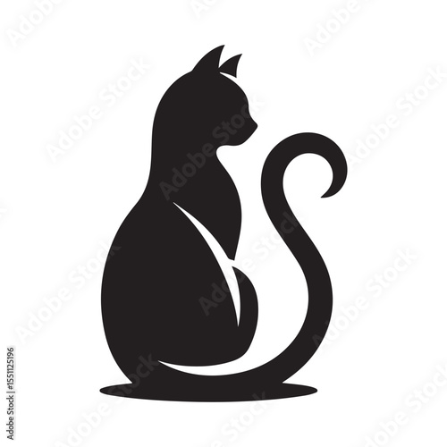 cat sitting vector silhouette clip art logo design illustration. cat set collections.