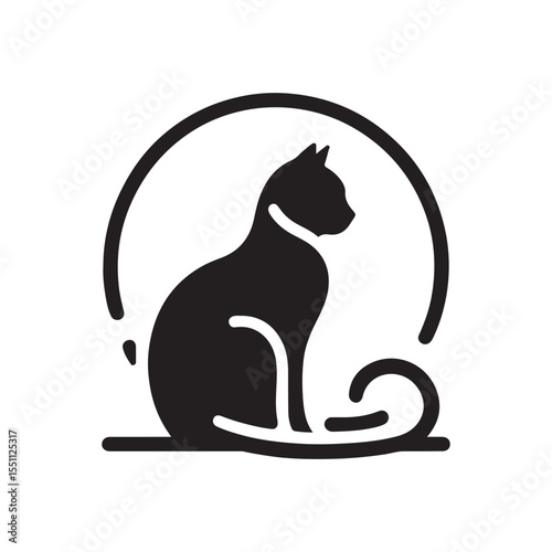 cat sitting vector silhouette clip art logo design illustration. cat set collections.