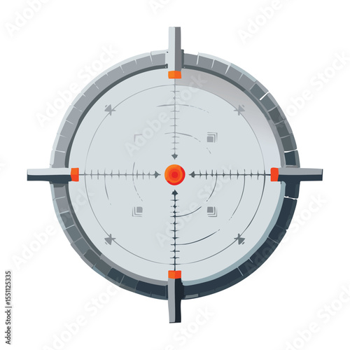 Futuristic Military Crosshair Icon for Combat and Shooting Interfaces

