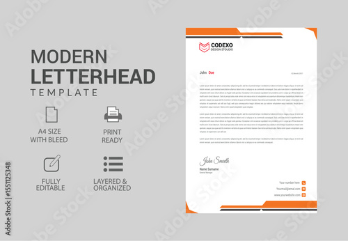 Modern Business Letterhead Template in EPS Format for Corporate Branding

