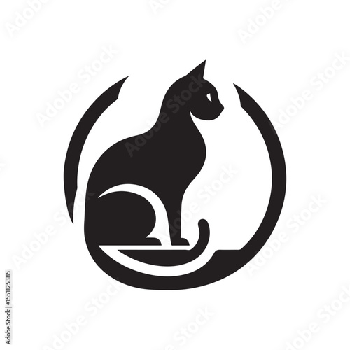 cat sitting vector silhouette clip art logo design illustration. cat set collections.
