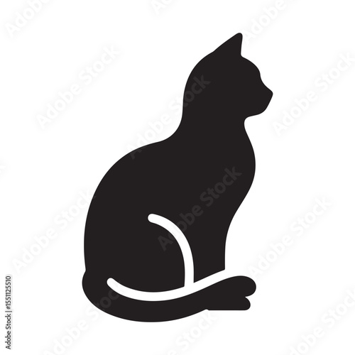 cat sitting vector silhouette clip art logo design illustration. cat set collections.